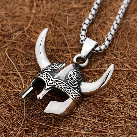 Viking Helmet Pendant Necklace - Picture 4 of 6